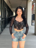 Lace mesh crop top
