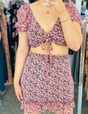 Floral skirt crop set