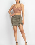 Cross laced side slit skirt