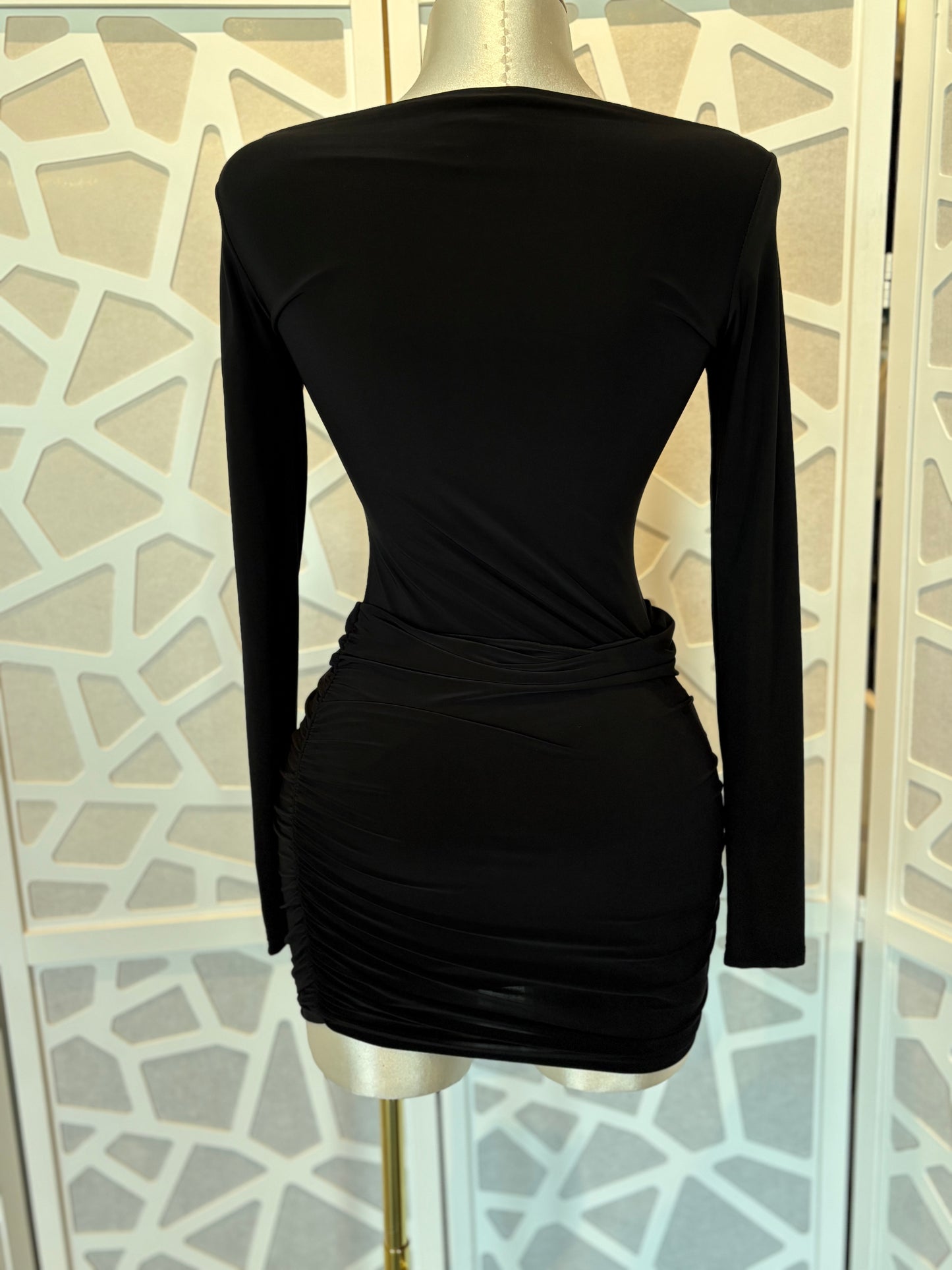 Long Sleeve Ruched Mini Dress