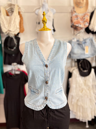 Tencel Acid Wash Denim Vest