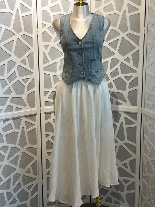 BOX PLEATED MIDI SKIRT