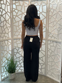 Beaded Drawstring Waist Linen Pants