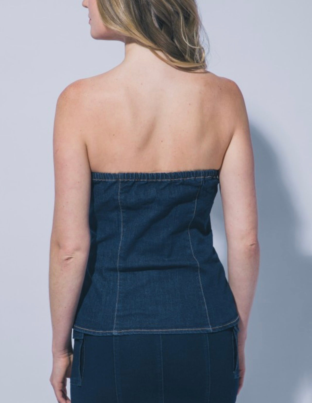 DENIM BUSTIER TOP