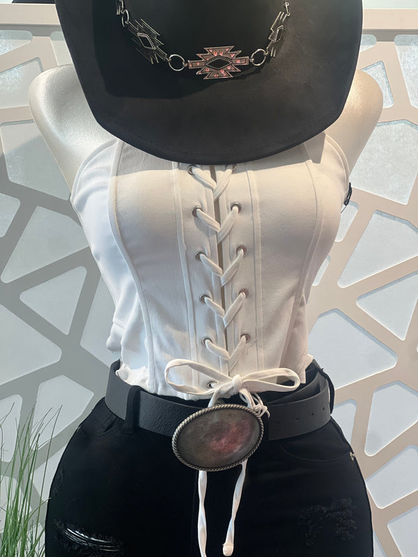 Lace-up Corset Strapless Top