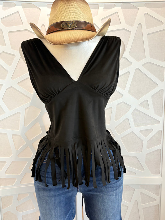 Fringe Hem Sleeveless Top