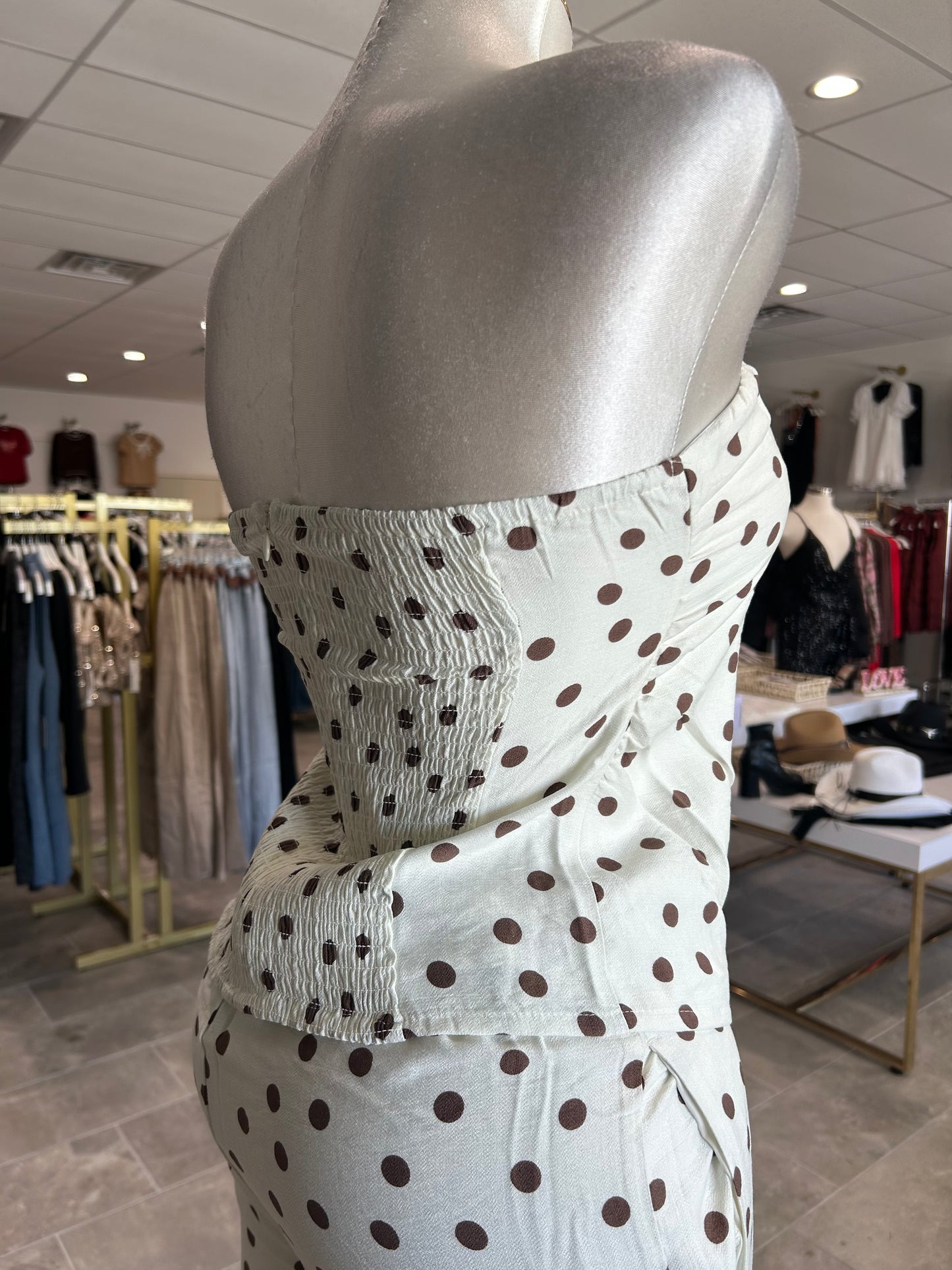 Polka Dot Strapless Wide-leg Pants Set
