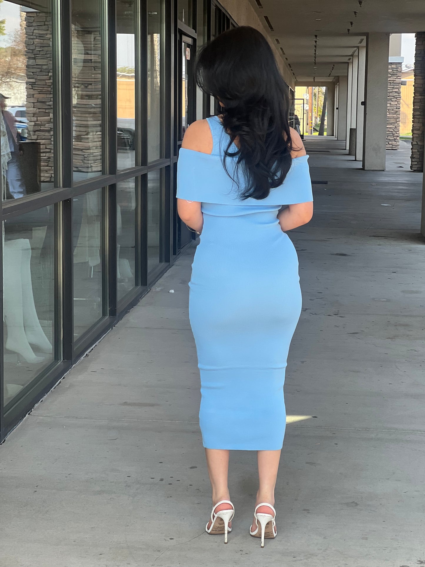 ONE SHOULDER SHORT SLEEVE or OFF SHOULDER MIDI DRESS