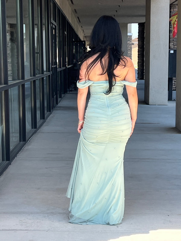 Sage maxi pearl dress