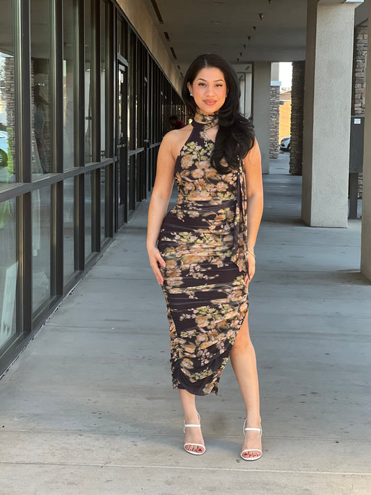 ARMANI MESH PRINT MIDI DRESS