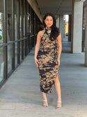 ARMANI MESH PRINT MIDI DRESS