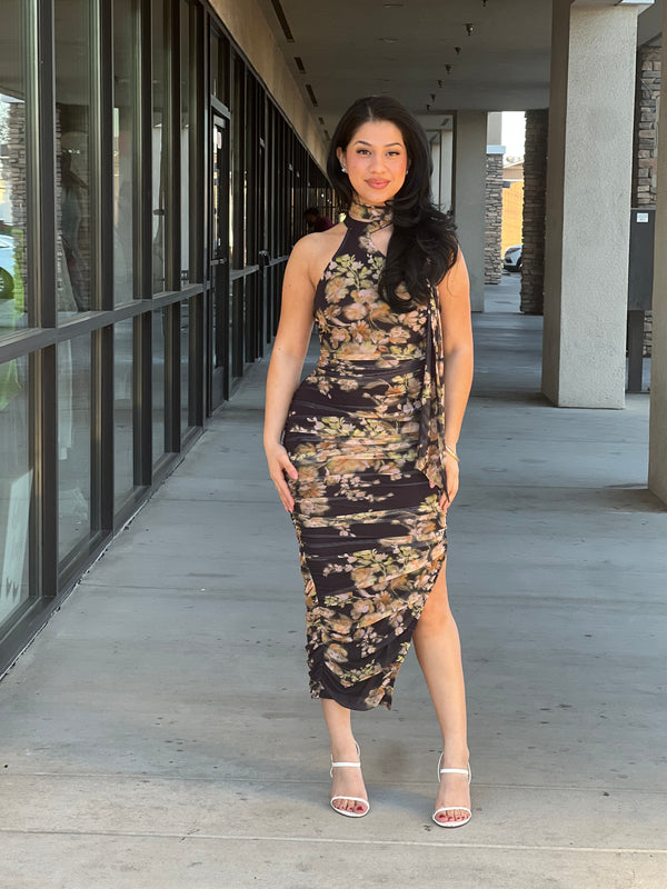 ARMANI MESH PRINT MIDI DRESS