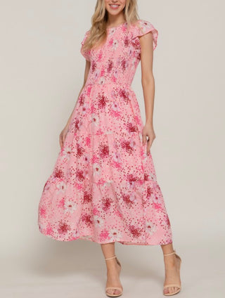 Ruffl Siv Smocked Floral Print Dresss
