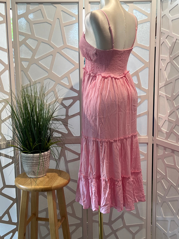 Back Smocking Maxi Tiered Dress