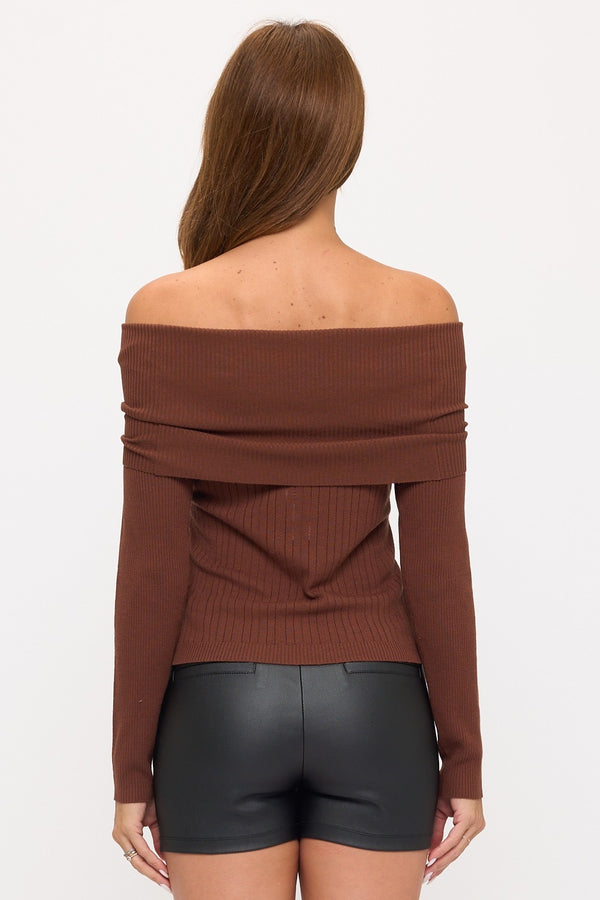 Off shoulder Long sleeve sweater
