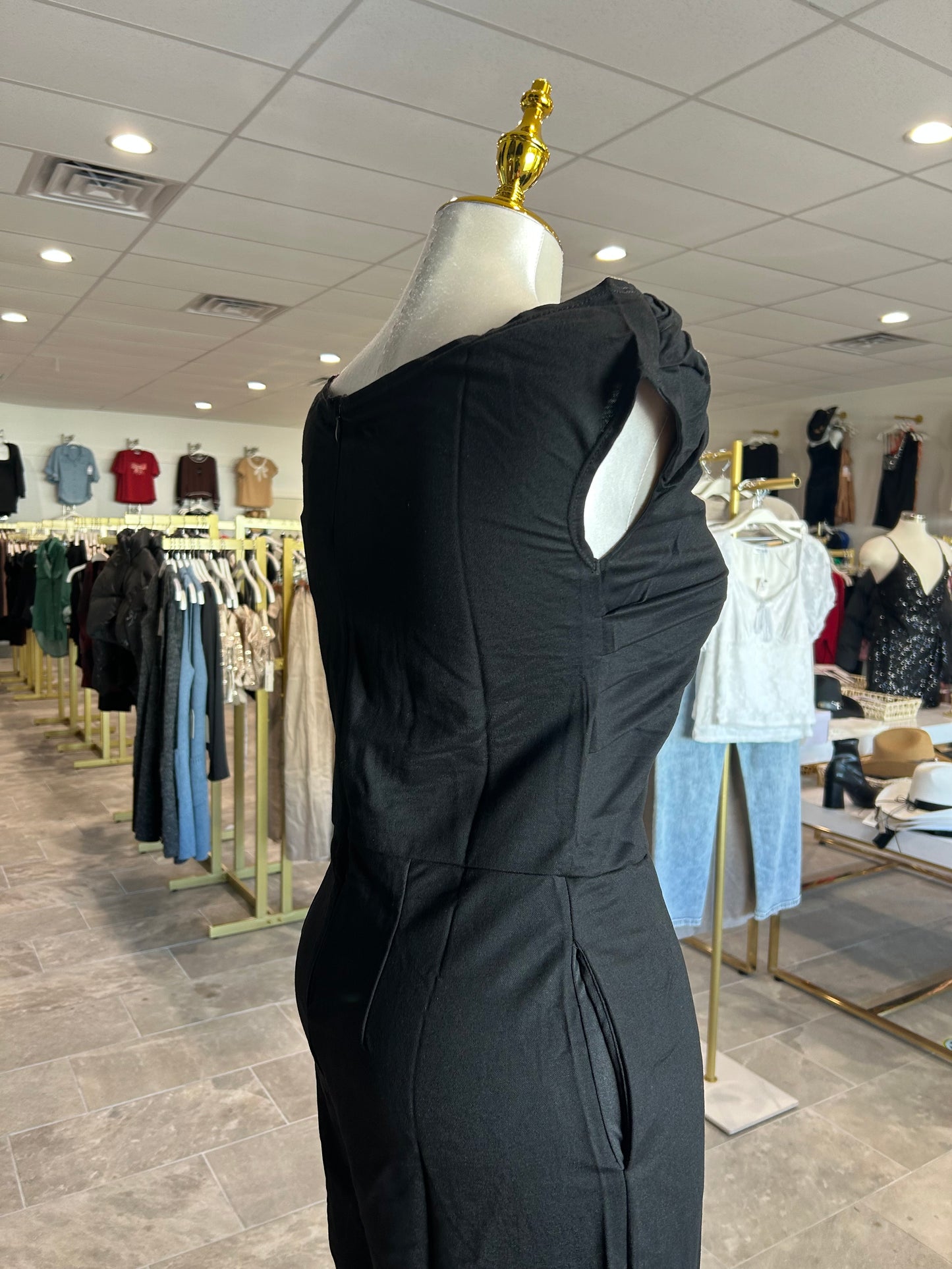 Asymmetrical Neckline Jumpsuit
