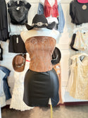 Embroidery suede crop top