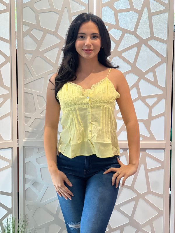 Lace Trim Linen Top