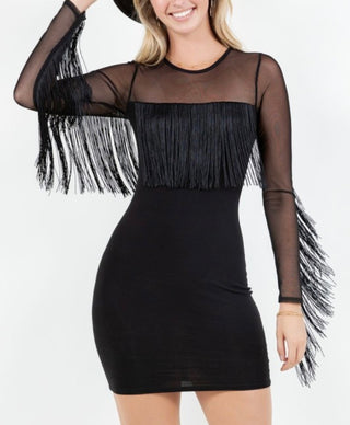 FRINGE DETAIL BODYCON DRESS