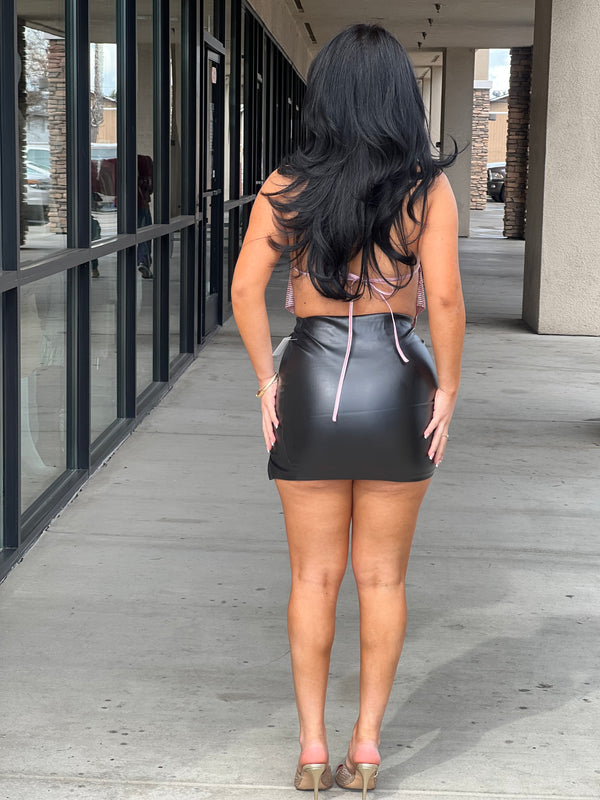 BONITA ROSE GOLD HALTER RHINESTONE TOP
