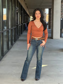 Mid Rise Bootcut Jeans W/ Caramel Brown Belt