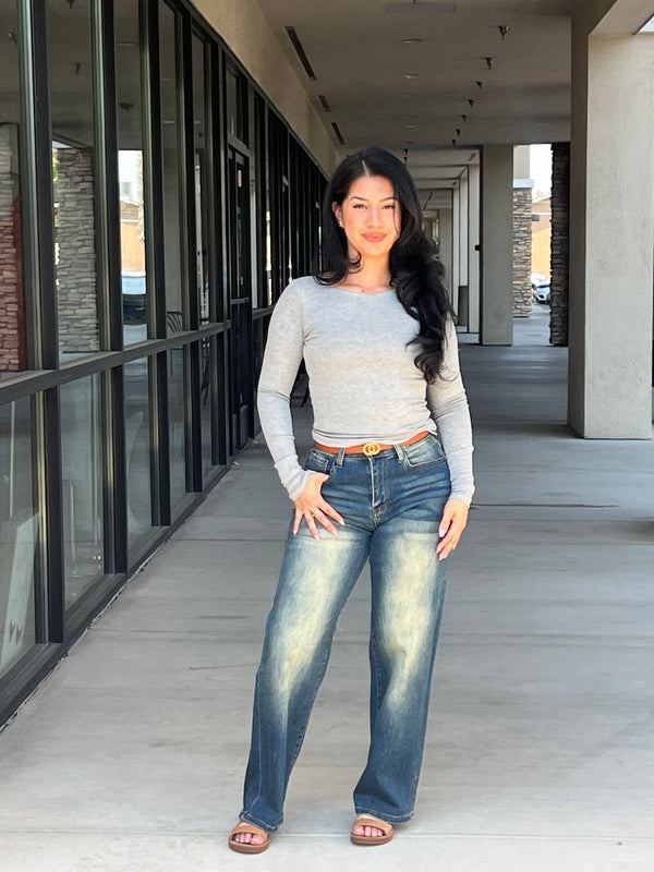 Long Slv Round Neck Double Layer Tee