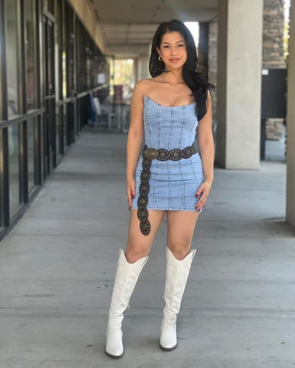 GENESIS DENIM MINI CORSET DRESS