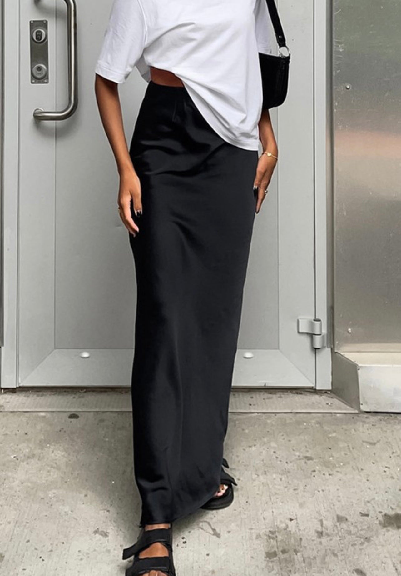 Long satin skirt