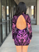 Cristy long sleeve pattern dress