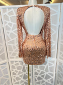 SEQUIN BELL SLEEVE MINI DRESS