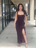 LACE HIGH SLIT MAXI DRESS