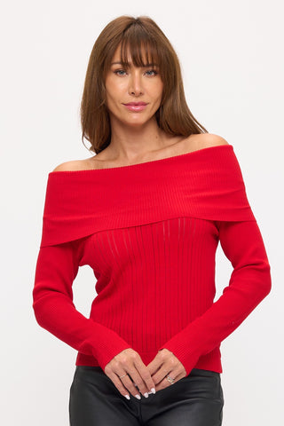 Off shoulder Long sleeve sweater