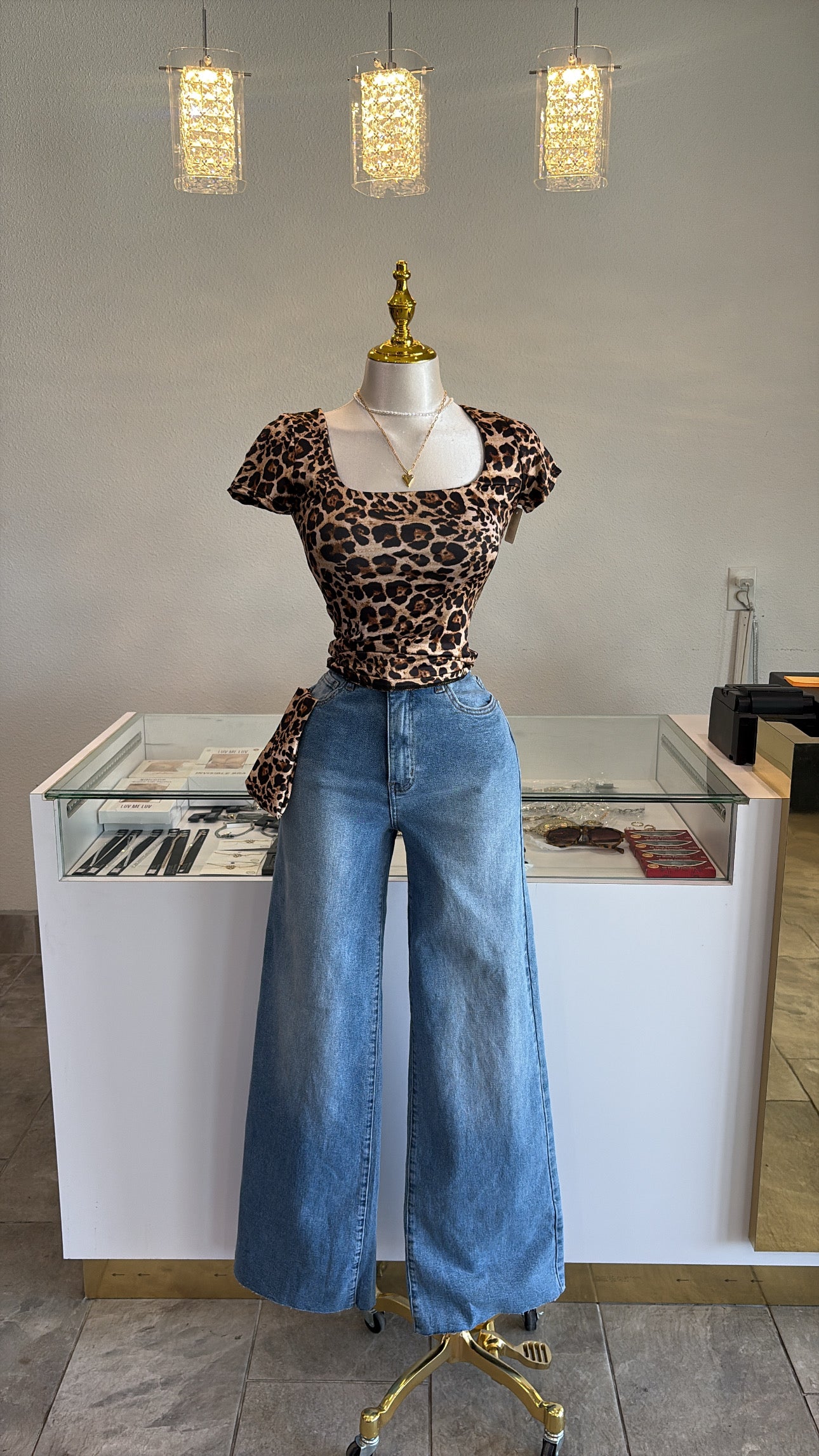 Leopard basic top with headband