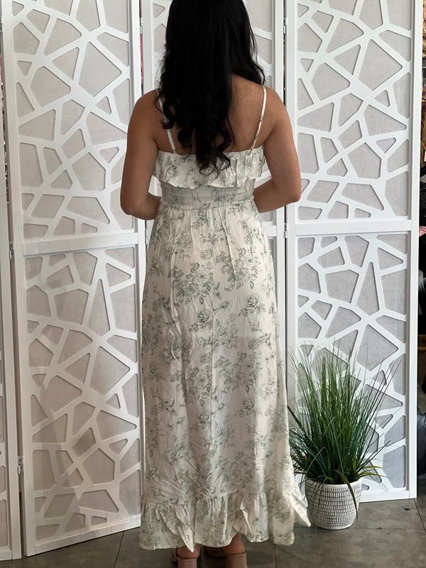SAGE PRINT MAXI DRESS