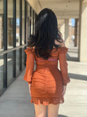 ONION MESH RUFFLE DOUBLE RUCHED BODYCON