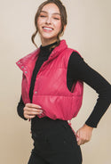 Clair pu faux leather vest with snap button