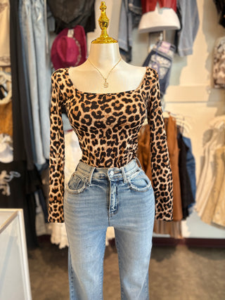 Leopard long sleeve bodysuit