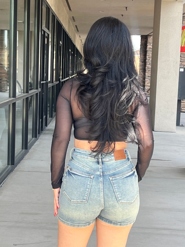 Lace mesh crop top