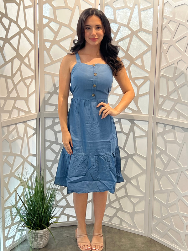 Midi Dress With Waist Tie