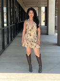 TAMARA HALTER LACE DETAIL MINI DRESS