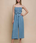 Woven Cami Buttoned Smocked Jumpsuit 3487RM