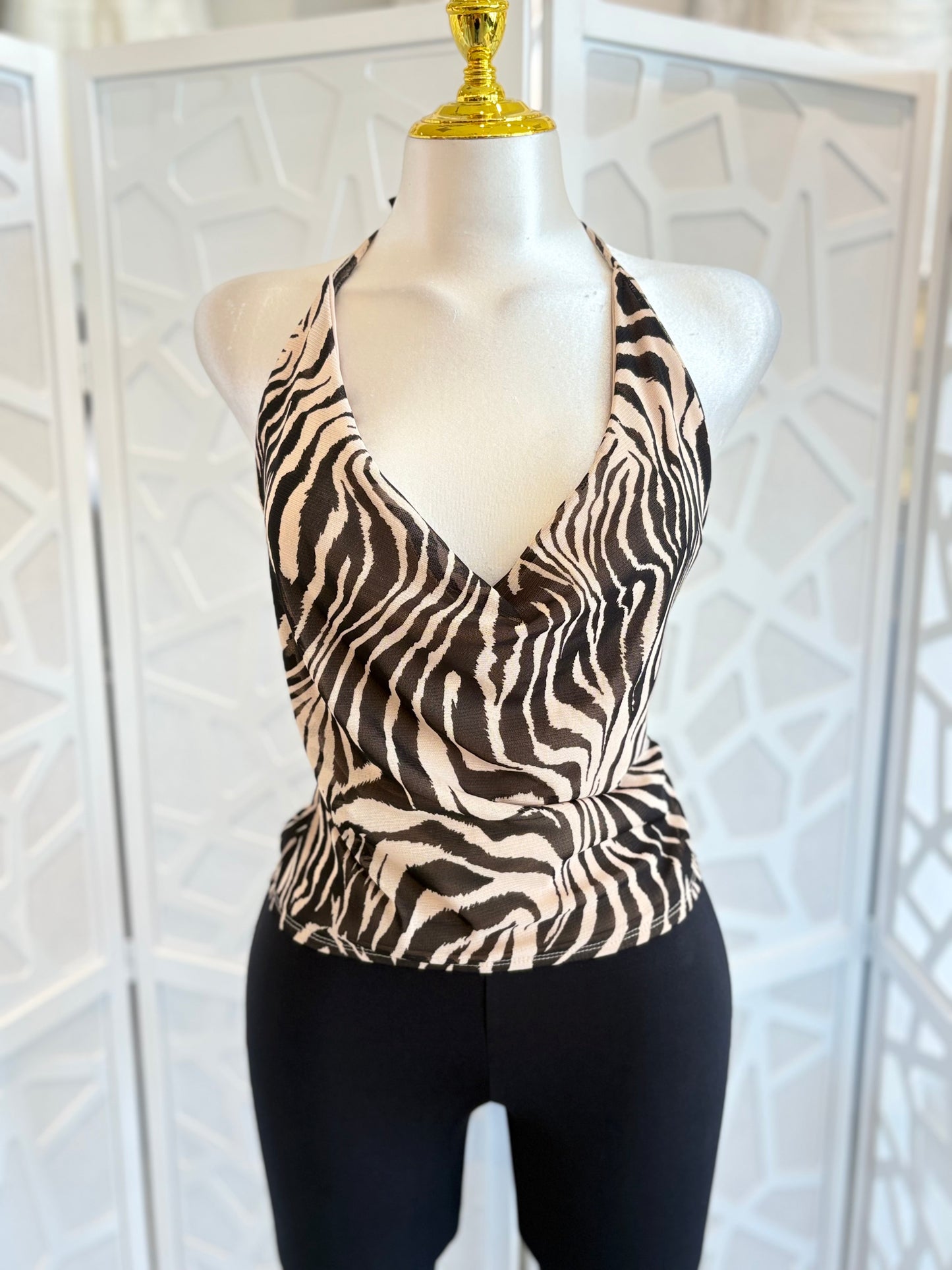 ZEBRA HALTER TOP