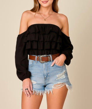 Off Shoulder Tiered Summer Days CROP Top
