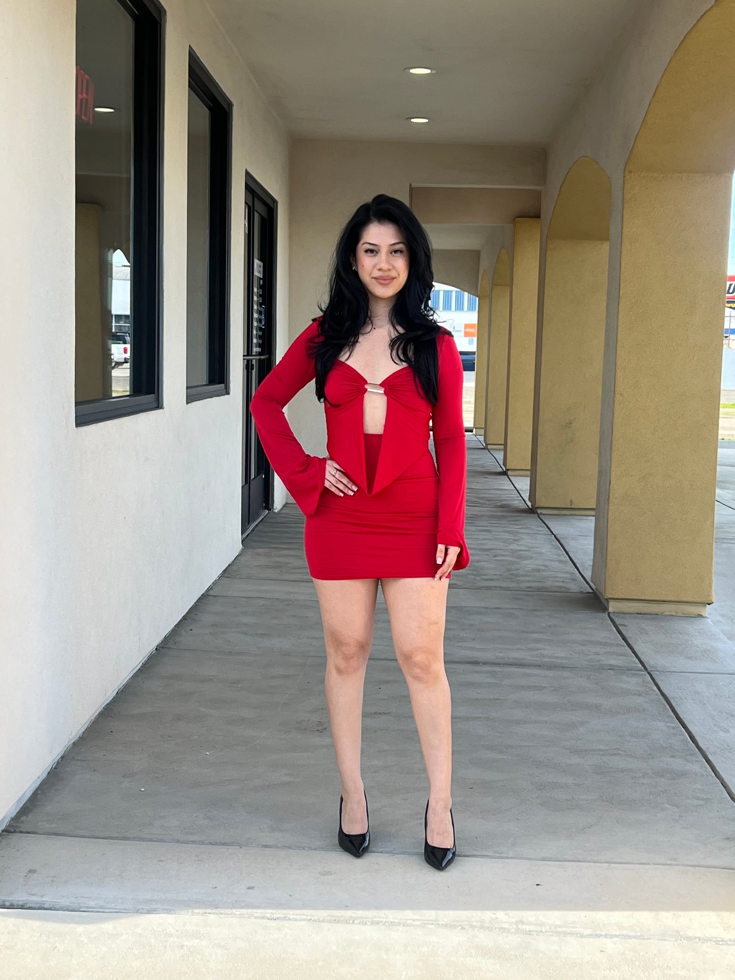 BE MINE FRONT CUT OUT DETAIL MINI DRESS