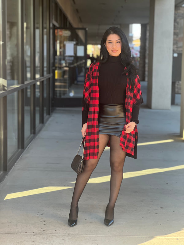 Merry plaid hooded cardigan