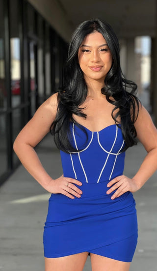 Rhinestone detail mini dress