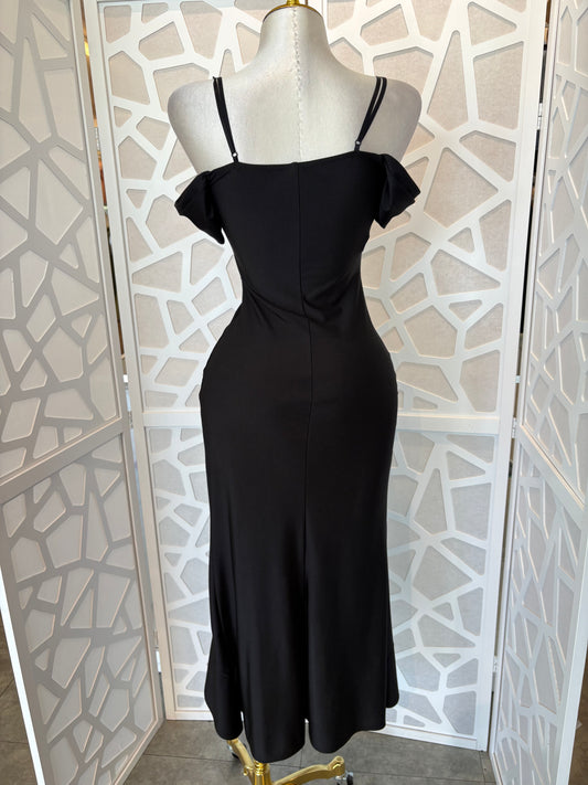 BLACK SIDE SLIT DRESS