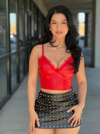 Laura leather crop top