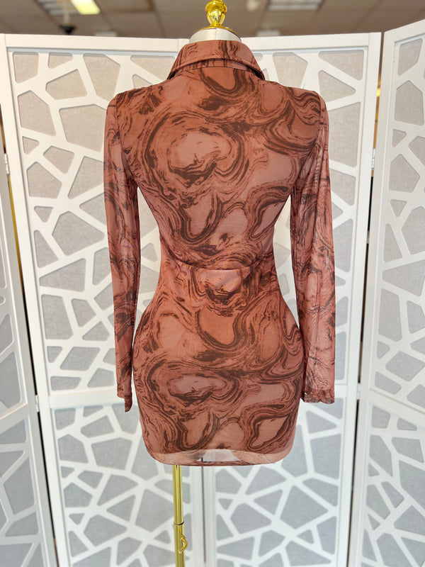 NIKKI MINI MARBLE PRINT DRESS