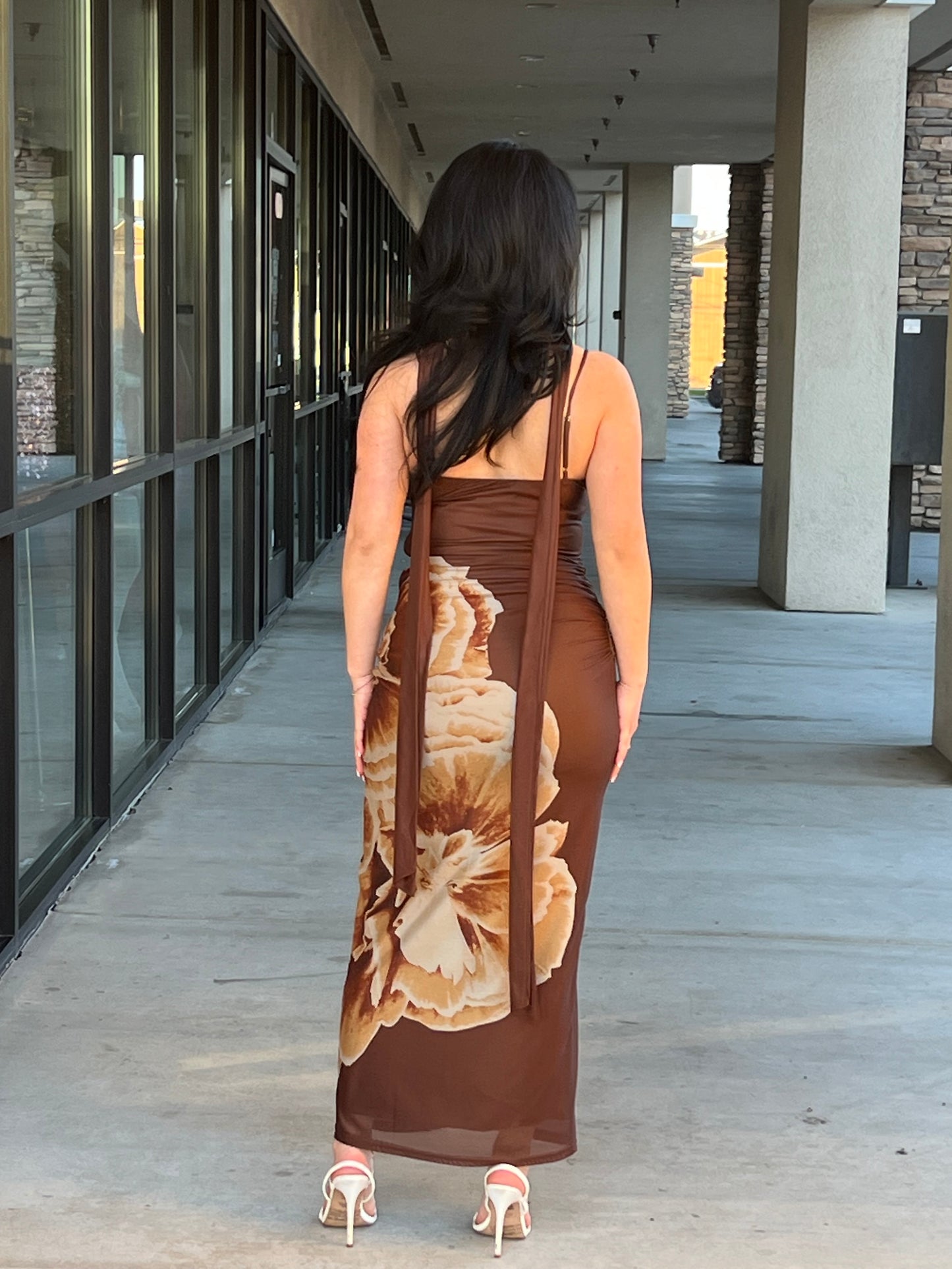 Chloe dress with chiffon scarf